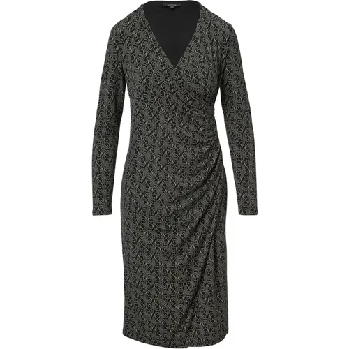 Gemustertes Wickel Midi Kleid , Damen, Größe: XL - comma - Modalova