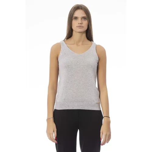 Ribbed Tank Top with V-Neck , female, Sizes: M - Baldinini - Modalova