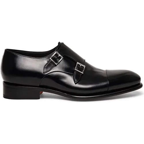 Double-Buckle Flat Shoes , male, Sizes: 10 1/2 UK - Santoni - Modalova
