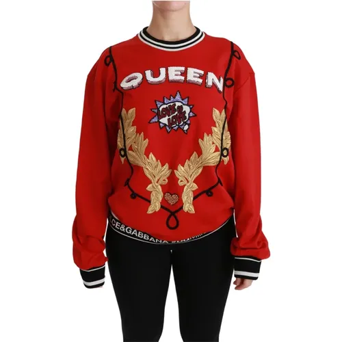Roter Queen Love Pailletten Pullover - Dolce & Gabbana - Modalova
