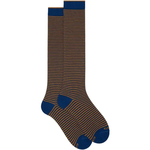 Blaue Baumwolle Windsor Streifen Lange Socken - Gallo - Modalova