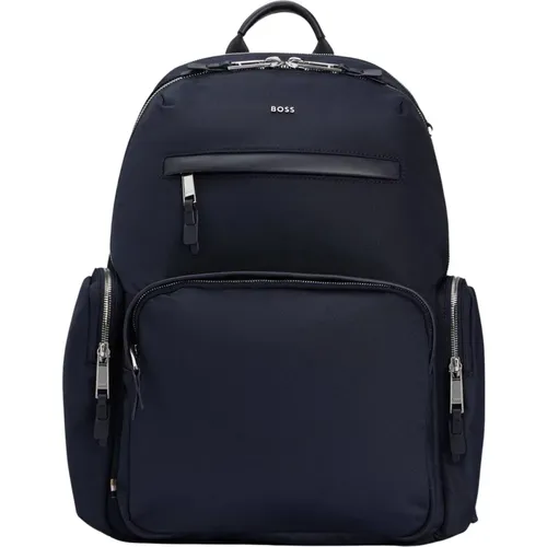 Men's Backpack with Logo and Two-Way Zipper Dark Blue 50504306 , male, Sizes: ONE SIZE - Hugo Boss - Modalova