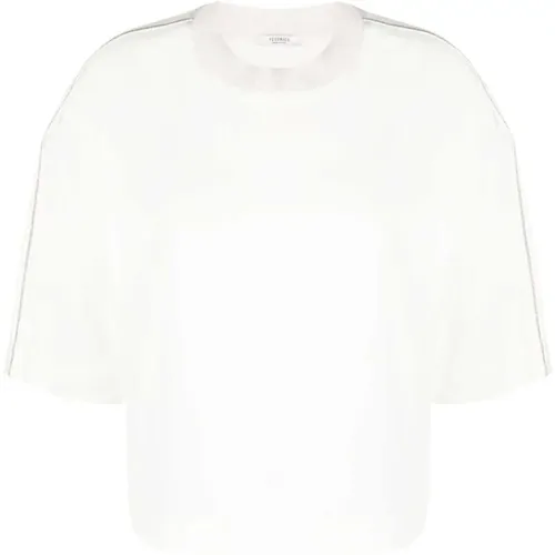 Silk Blend Appliqué T-Shirt , female, Sizes: S - PESERICO - Modalova