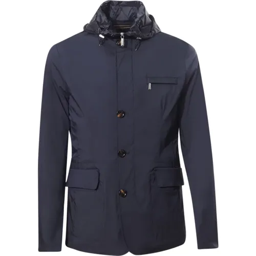 Dark Coat with Button and Zip Closure , male, Sizes: 2XL, L, M, XL - Moorer - Modalova