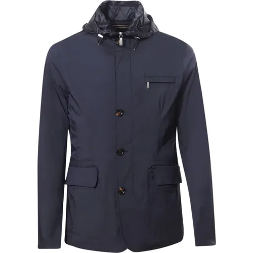 Dark Coat with Button and Zip Closure , male, Sizes: 2XL, M - Moorer - Modalova