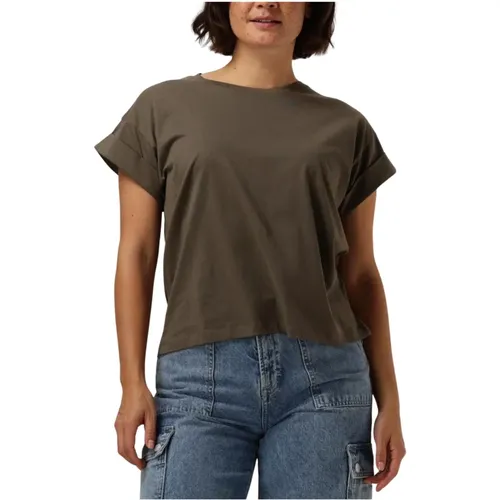 Graues Kurzarmshirt mit Stil , Damen, Größe: M - Modström - Modalova