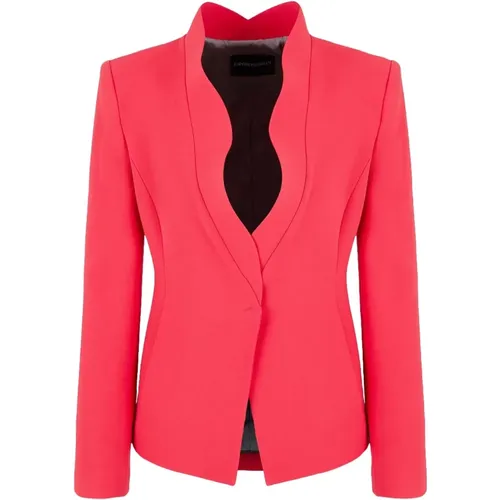 Cady Crepe Blazer mit Geformten Revers , Damen, Größe: S - Emporio Armani - Modalova