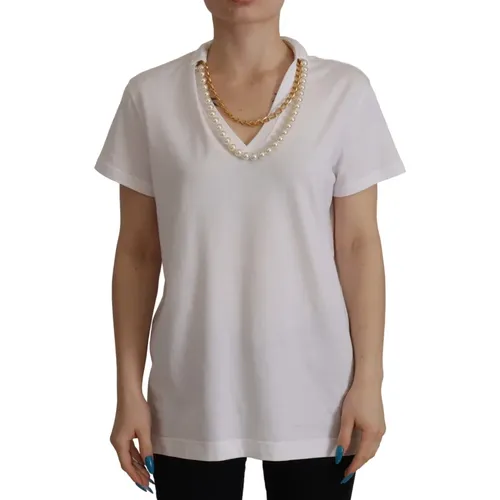 Weißes T-Shirt mit Halskette - Dolce & Gabbana - Modalova