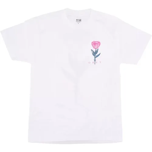 Blumen T-Shirt Weiß , Herren, Größe: M - Obey - Modalova
