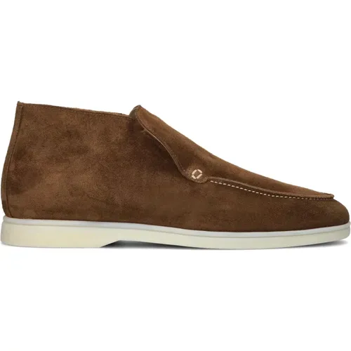 Braune Wildleder Slip-Ons Stilvolles Modell , Herren, Größe: 45 EU - Stefano Lauran - Modalova