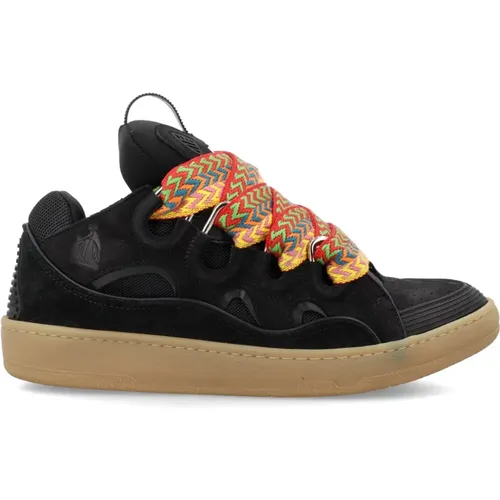 Leather Sneakers with Quilted Tongue , male, Sizes: 10 UK, 7 UK - Lanvin - Modalova