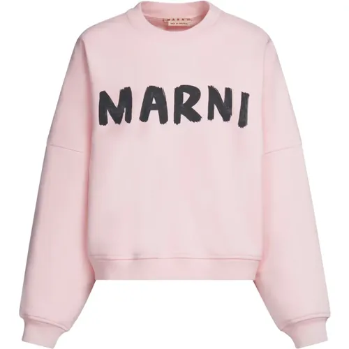 Bio-Baumwoll-Sweatshirt mit Maxi-Logo , Damen, Größe: 2XS - Marni - Modalova