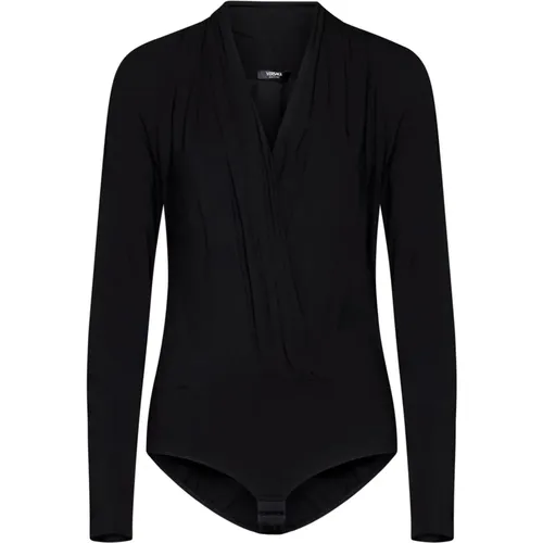 Draped V-Neck Bodysuit , female, Sizes: S - Versace - Modalova