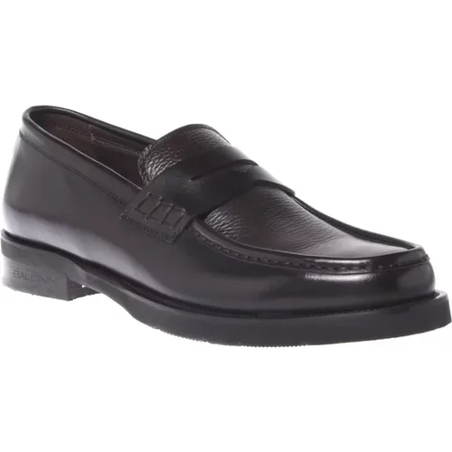 Loafers in dark leather and tumbled leather , Herren, Größe: 43 EU - Baldinini - Modalova