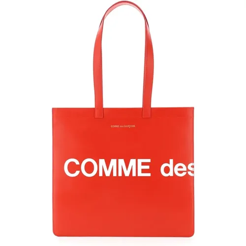 Leder Tote Tasche mit Logo-Print - Comme des Garçons - Modalova