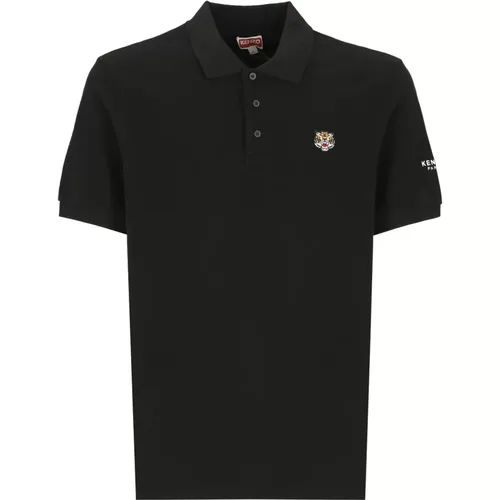 Schwarzes Polo-Shirt Lucky Tiger Patch , Herren, Größe: L - Kenzo - Modalova