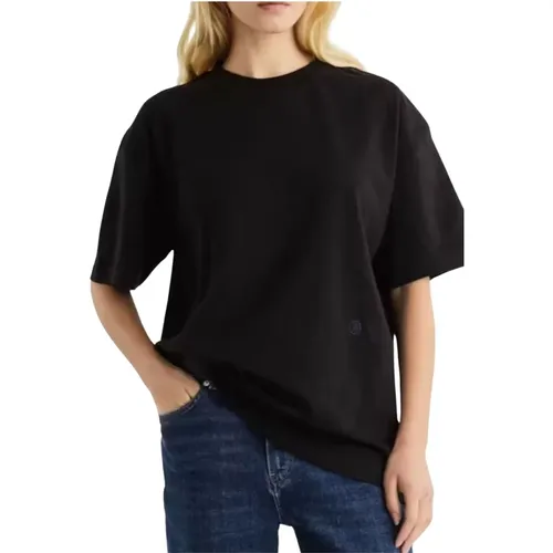 Leichtes Baumwoll-Interlock-Rundhals-T-Shirt , Damen, Größe: S - Tommy Hilfiger - Modalova