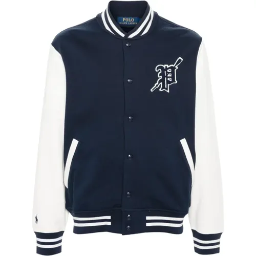 Blue Stripe Baseball Collar Coat , male, Sizes: M, L - Ralph Lauren - Modalova