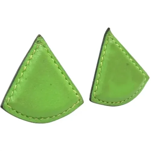 Pre-owned Leather earrings , female, Sizes: ONE SIZE - Hermès Vintage - Modalova