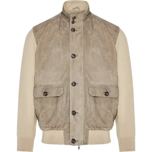Gump' suede bomber jacket , male, Sizes: XL, 5XL, 4XL, 3XL, 2XL - Barba - Modalova