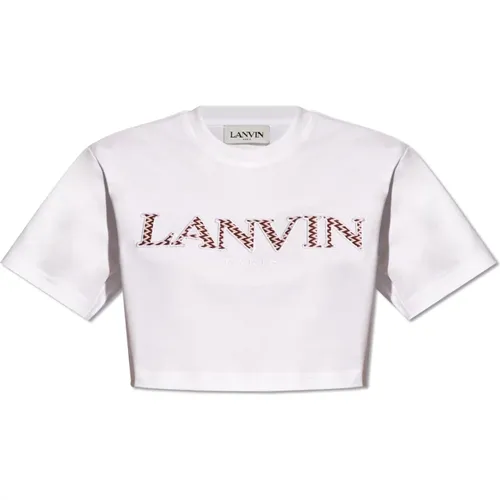 Cropped T-shirt with logo , female, Sizes: S, XS - Lanvin - Modalova