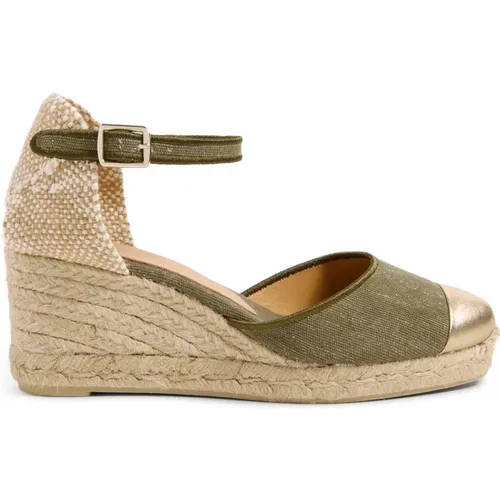 Caya - Baumwoll-Espadrilles mit Knöchelriemen mit seitlicher Metallschnalle und 7 cm Keilabsatz. , Damen, Größe: 36 EU - Castañer - Modalova