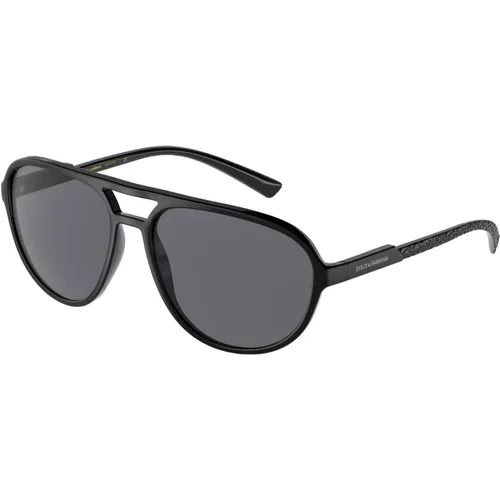 Matte Schwarze/Graue Sonnenbrille , Herren, Größe: 60 MM - Dolce & Gabbana - Modalova