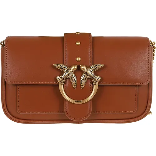 Braune Crossbody-Tasche mit Nieten - pinko - Modalova