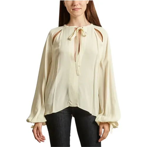 Henrya openwork blouse , female, Sizes: XS, L, S, M - By Malene Birger - Modalova