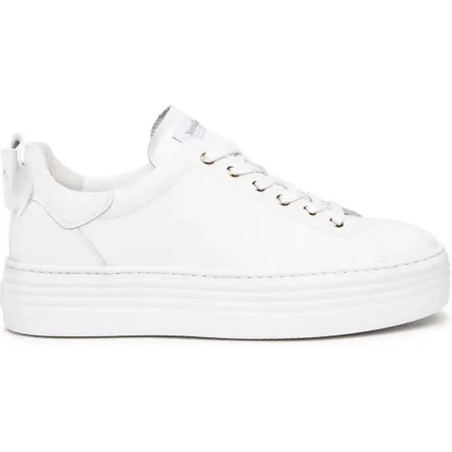 Weiße Sneaker mit Schleife , Damen, Größe: 40 EU - Nerogiardini - Modalova