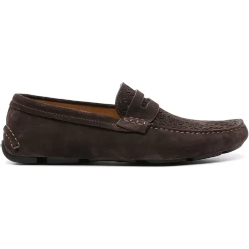 Braune Loafers Elegant Geschlossen Flach - Giorgio Armani - Modalova