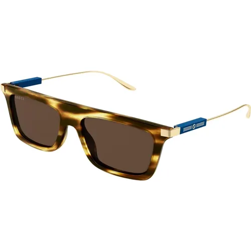 Havana/Braune Sonnenbrille , Herren, Größe: 55 MM - Gucci - Modalova