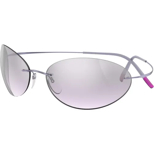 Silber/Violette Sonnenbrille TMA Must 8714 - Silhouette - Modalova
