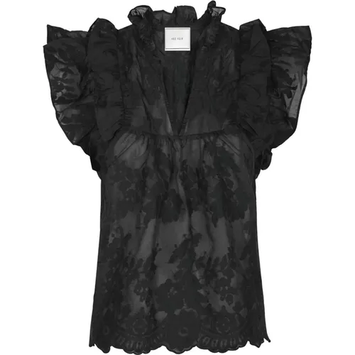 Elegant Embroidered Blouse , female, Sizes: L - NEO NOIR - Modalova