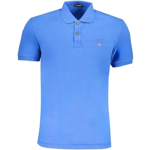 Blaues Polo-Shirt mit Besticktem Logo , Herren, Größe: XL - Napapijri - Modalova