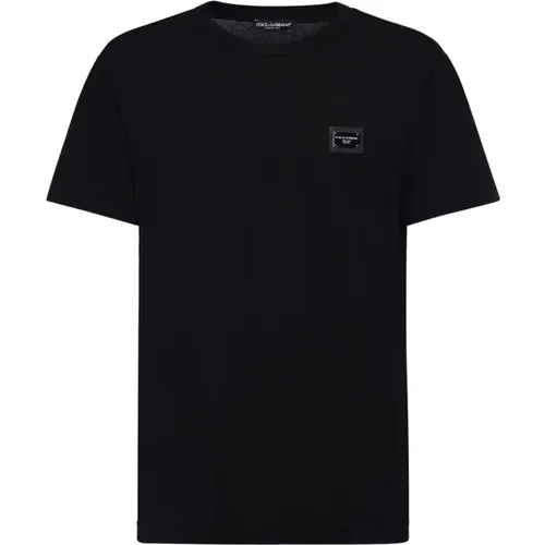 Schwarzes Crew-neck T-Shirt Kurzarm , Herren, Größe: M - Dolce & Gabbana - Modalova