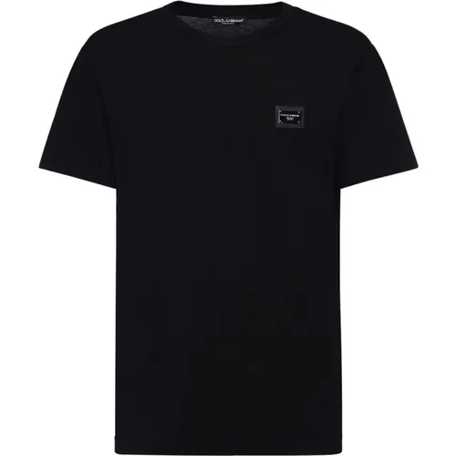 Schwarzes Crew-neck T-Shirt Kurzarm , Herren, Größe: S - Dolce & Gabbana - Modalova