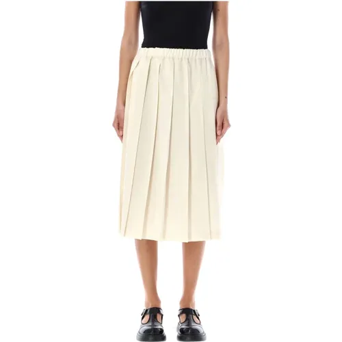 Off White Pleated Midi Skirt , female, Sizes: S - Comme des Garçons - Modalova