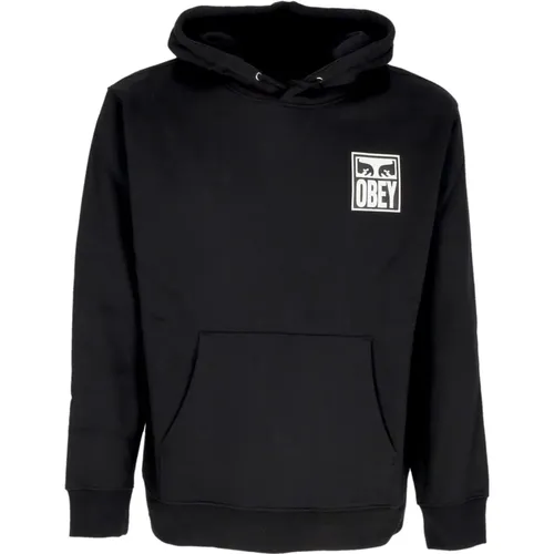 Augen Icon Hoodie Premium Fleece Schwarz , Herren, Größe: XS - Obey - Modalova