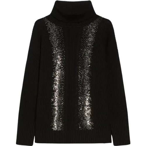 High Neck Sweater with Unique Embroidery , female, Sizes: S, M, L - Max Mara Studio - Modalova