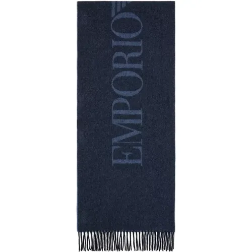 Bicolor Logo Scarf with Fringes , male, Sizes: ONE SIZE - Emporio Armani - Modalova