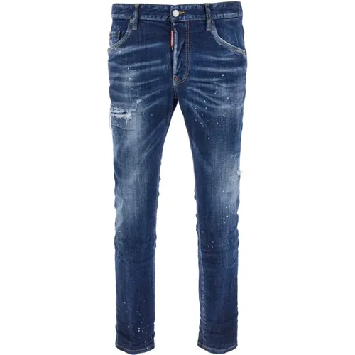 Farbfleck Skinny Fit Jeans , Herren, Größe: 2XL - Dsquared2 - Modalova