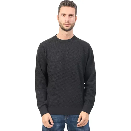 Schwarzer Pullover mit geflochtenem Design , Herren, Größe: L - Bugatti - Modalova