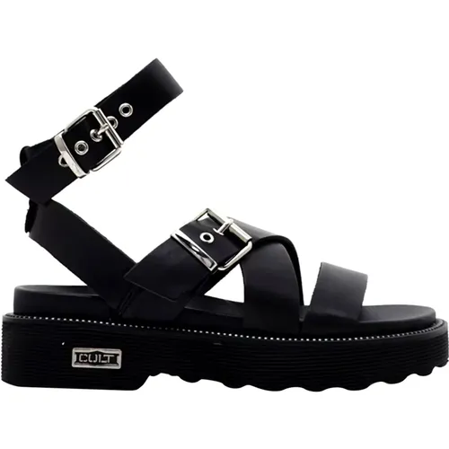 Schwarze Sandalen mit Knöchelriemen , Damen, Größe: 39 EU - Cult - Modalova