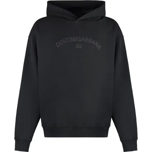 Gerippter Baumwollhoodie mit Taschen , Herren, Größe: L - Dolce & Gabbana - Modalova