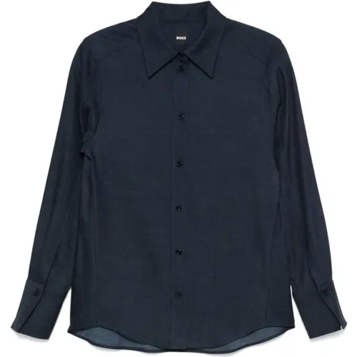 Chambray Button-Up Shirt , female, Sizes: M, L, S - Boss Black - Modalova