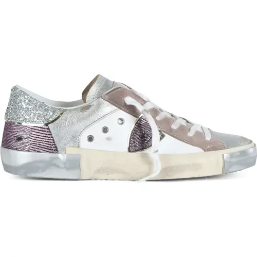 Glitzer Leder und Stoff Sneakers - Philippe Model - Modalova