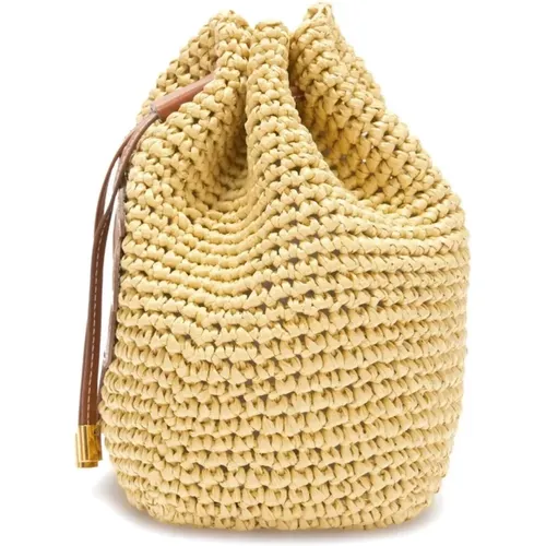 Elegant Woven Palm Bucket Bag , female, Sizes: ONE SIZE - Palm Angels - Modalova