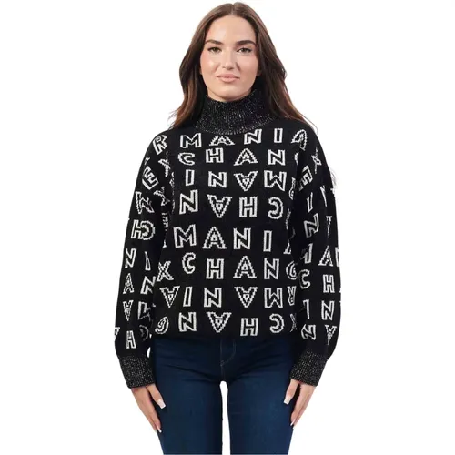 Schwarzer Strickpullover mit Stehkragen , Damen, Größe: M - Armani Exchange - Modalova