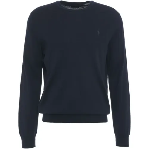 Gerippter Crew Neck Strickpullover , Herren, Größe: M - Polo Ralph Lauren - Modalova